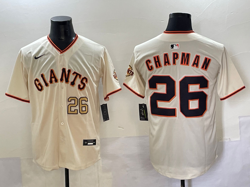 Men 2025 San Francisco Giants #26 Chapman cream Nike MLB Jersey style 34